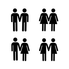 Set of icon symbols of diverse couples