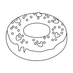 Pink doughnut vector icon.Outline vector icon isolated on white background pink doughnut.