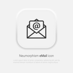 Mail vector icon in trendy neumorphic style. Email envelope symbol in neumorphism design. Vector EPS 10