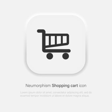 Shopping cart vector icon, neumorphic design. Shopping cart in trendy neumorphism style. Vector EPS 10