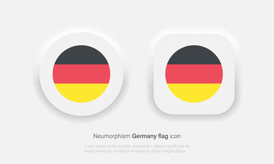 Flag of Germany round icon, badge or button. German national symbol in neumorphism style. Vector illustration EPS 10