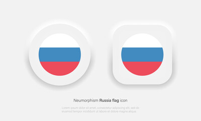 Fototapeta premium Russia flag in circle shape in national colors, vector. Russia flag, official colors and proportion correctly icon in neumorphism design