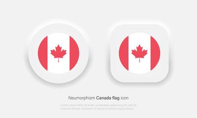 Canada national flag icon. Canada flag button in trendy neumorphic style. Vector EPS 10