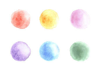 Set of colorful watercolor circles