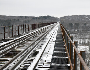 Vintage Railroad train tracks and bridge