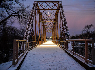 Vintage Railroad train tracks and bridge