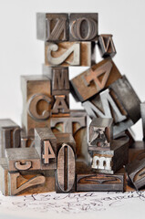 tower of fonts, letters and numbers