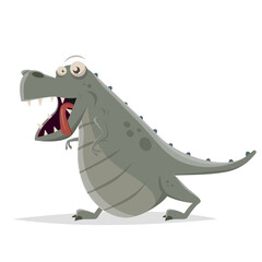 funny cartoon illustration of a dinosaur with open mouth