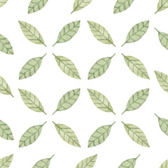 Watercolor leaf seamless pattern
