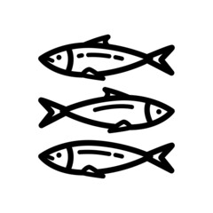 Sea fish vector outline icons