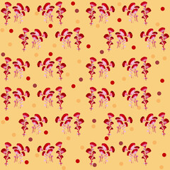 Pattern con fiorellini rossi su sfondo arancio