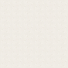 Fototapeta premium Ethnic Oriental Linear Seamless Pattern Vector Vintage White Abstract Background. Weaving Thin Curved Lines Elegant Endless Wallpaper. Decorative Ornament Repetitive Pattern. Subtle Geometric Texture
