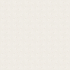 Ethnic Oriental Linear Seamless Pattern Vector Vintage White Abstract Background. Weaving Thin Curved Lines Elegant Endless Wallpaper. Decorative Ornament Repetitive Pattern. Subtle Geometric Texture