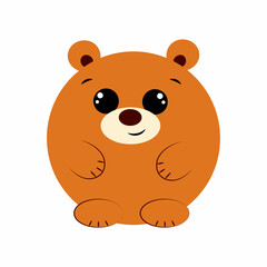 Cute cartoon round Bear. Draw illustration in color