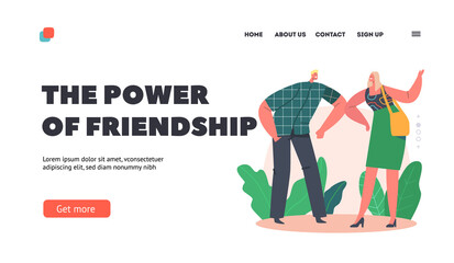Power of Friendship Landing Page Template. Alternative Noncontact Greetings During Covid Pandemic. Social Distancing