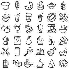 Food Flat Icon Set Isolated On White Background