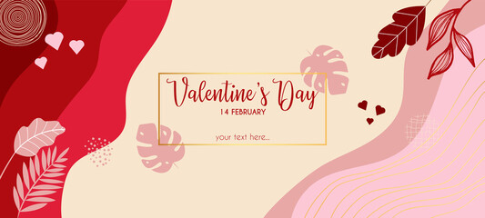 Happy Valentine's Day greeting cards. Trendy abstract square art templates. Suitable for social media posts, mobile apps, banners design and web/internet ads. Vector fashion backgrounds.