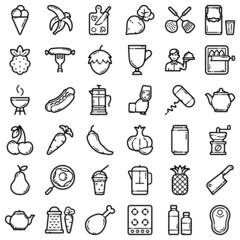 Food Flat Icon Set Isolated On White Background