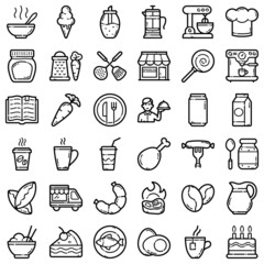 Food Flat Icon Set Isolated On White Background