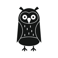 Wise academic owl black simple silhouette vector icon