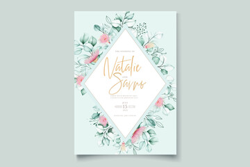 elegant hand drawn roses invitation card set