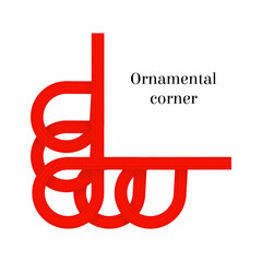 Vector illustration with a red thread folded in the form knots for the design of an ornamental corner. Concept design frame of invitation sheet, greetings, certificates, etc.