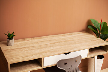 Stylish room interior with modern comfortable workplace