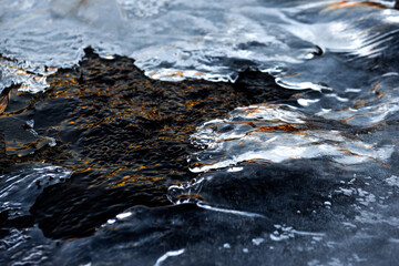 Ice flower and frost pattern on the stream cold winter.