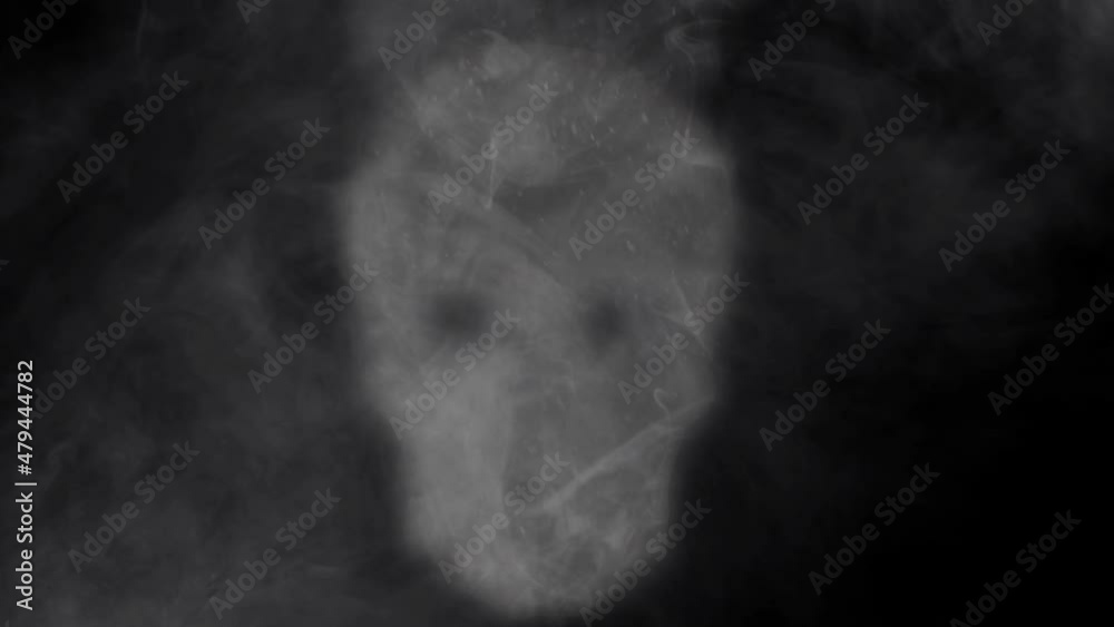 Canvas Prints smokey skull apparition background 4k loop features a smoke-filled atmosphere with the appearance of