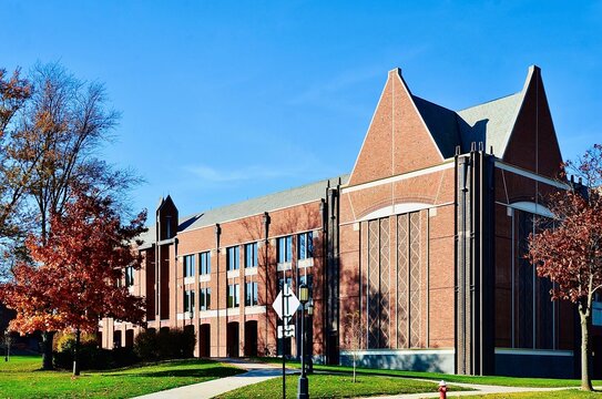 Geneva, NY, US- November 7, 2020: Hobart And William Smith Colleges, Private Liberal Arts Colleges In Geneva. The Campus Is Notable For Jacobean Architecture, & The Earliest Buildings In Gothic Style 