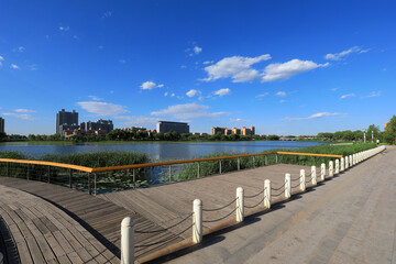 Waterfront city scenery, North China