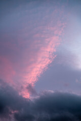 Obraz premium Cielo con nubes rosas y algodonosas