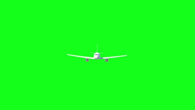 Fast Flying Airplane on Green Screen. 4K Animation
