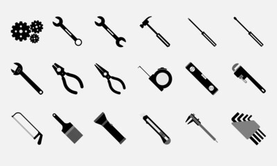 Hand tools set icon. Monochrome version