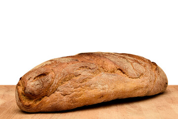 Bread on a Wooden Table isolated , space for text
