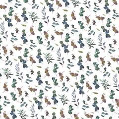 Seamless pattern with eucalyptus. 