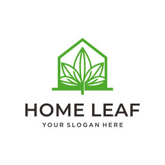 minimalist creative leaf house logo design