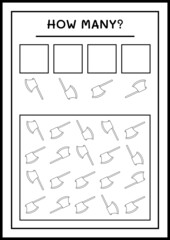 How many Ax, game for children. Vector illustration, printable worksheet