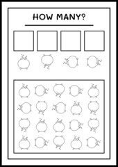 How many Cauldron, game for children. Vector illustration, printable worksheet