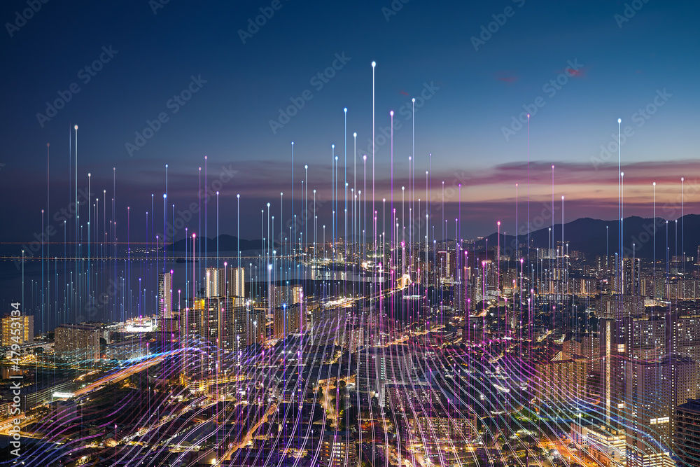 Wall mural big data connection technology concept.