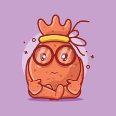 sad money bag character mascot isolated cartoon in flat style design