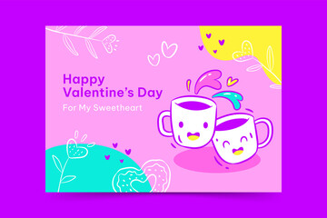 Hand drawn happy Valentine's day greeting card