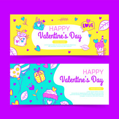 Hand drawn Happy Valentine's day banners template