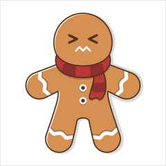 Flat Illustration Annoyed Gingerbread Man