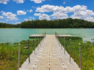 wooden bridge over the lake