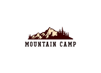 Fototapeta na wymiar Mountain Camp Adventure in Forest Logo Design Inspiration.