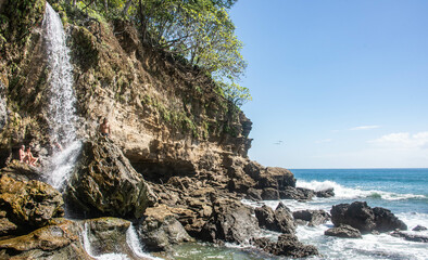 Enjoying Cocalito Waterfall, Playa Cocalito Beach, Puntarenas, Costa Rica