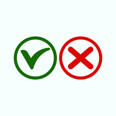 Check mark green and red line icons. Vector illustration. eps - Vector