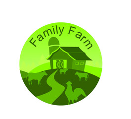 Farm House vector. Family farm with barn design. landscapes tree and animals farmland