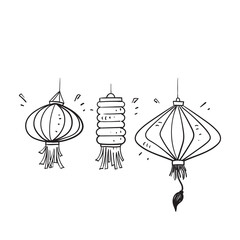 hand drawn doodle chinese paper lantern illustration vector isolated